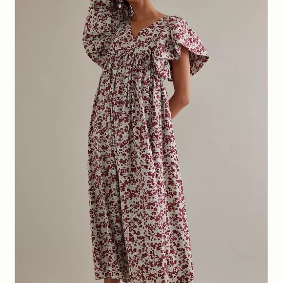 - Anthropologie selected maxi flutter sleeve floral dress - Picture 3 of 9